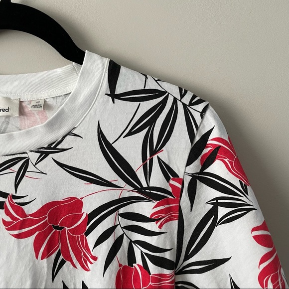 ARITZIA Wilfred Tropical Floral Crop Short Sleeve Top Womens XS - Picture 4 of 5